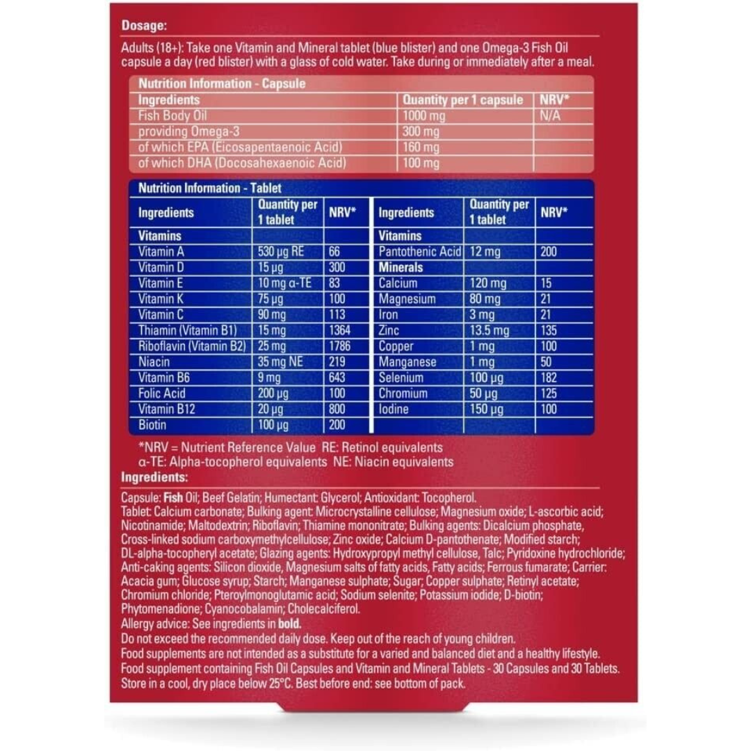 Seven Seas Omega-3 & Multivitamin Man 1000mg Fish Oil 30 Duo Pack