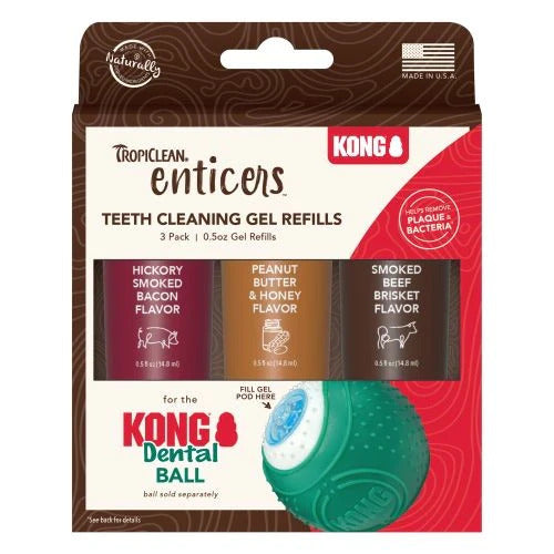 Kong Dog Dental Tropiclean Enticers Teeth Cleaning Gel Refill 3 x 14.8ml