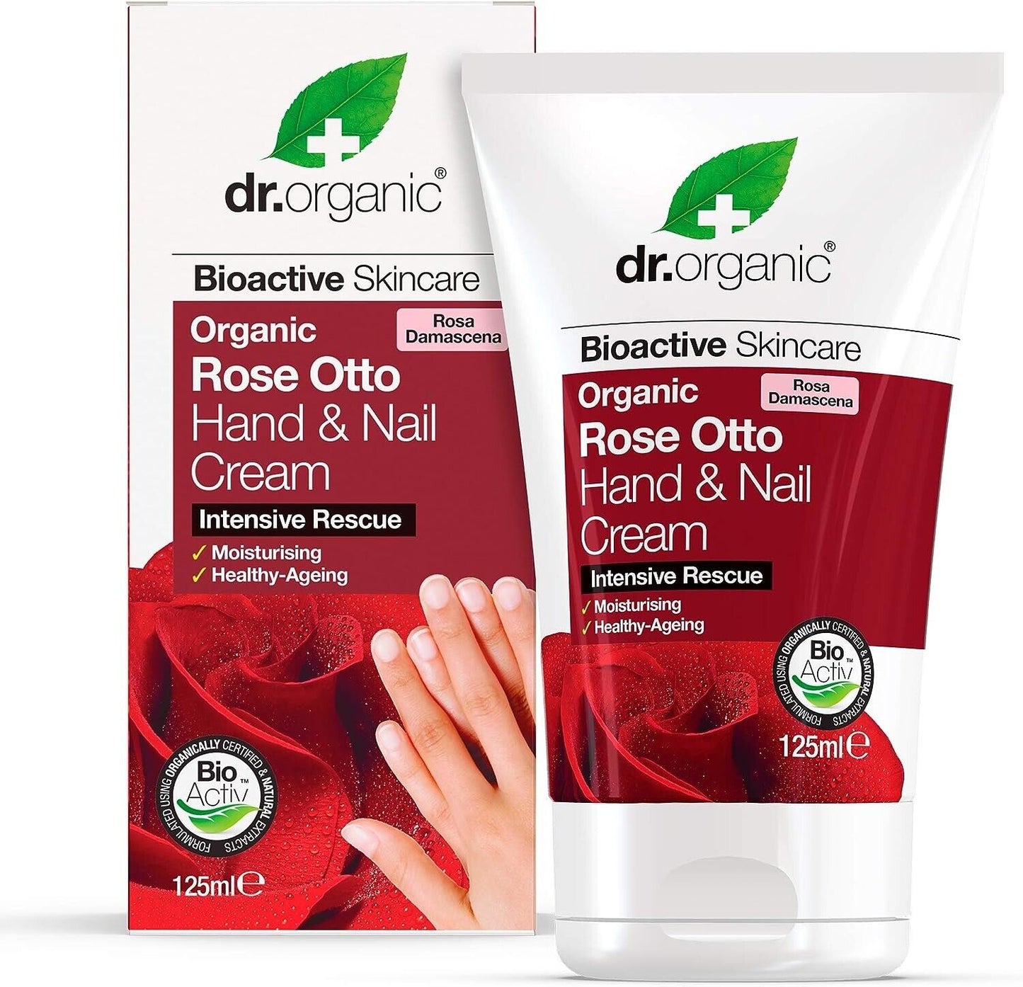Dr Organic Organic Rose Otto Hand & Nail Cream 125ml [Pack of 2]