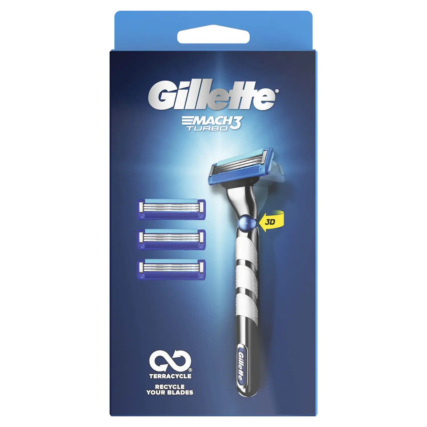 Gillette Mach3 Turbo 1 Handle (+ 3 or 4 Razors)