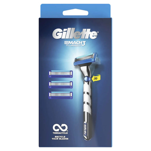 Gillette Mach3 Turbo 1 Handle (+ 3 or 4 Razors)