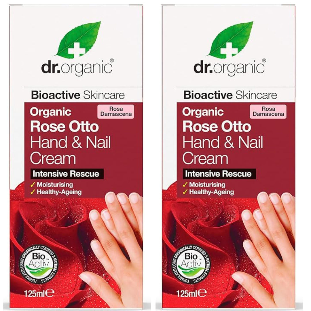 Dr Organic Organic Rose Otto Hand & Nail Cream 125ml [Pack of 2]
