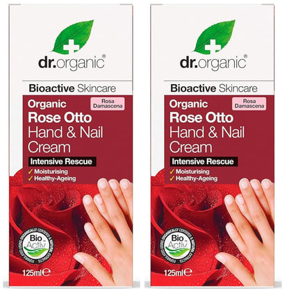 Dr Organic Organic Rose Otto Hand & Nail Cream 125ml [Pack of 2]