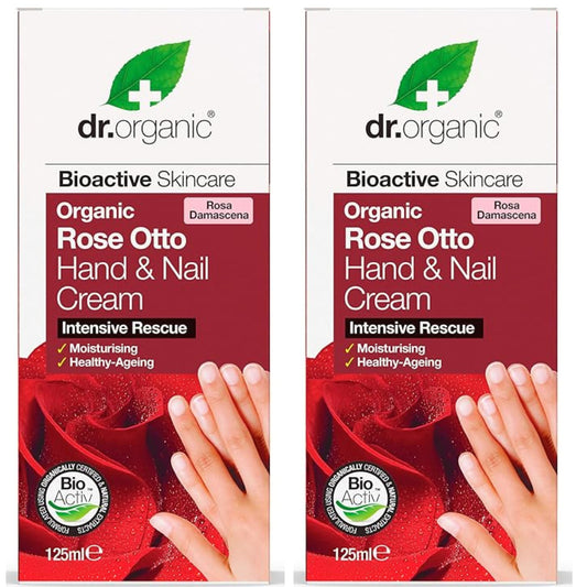 Dr Organic Organic Rose Otto Hand & Nail Cream 125ml [Pack of 2]