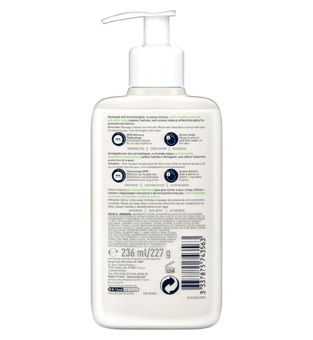 Cera Ve Hydrating Cream-to-Foam Cleanser 236ml [Pack 1 2 3 & Bundle]