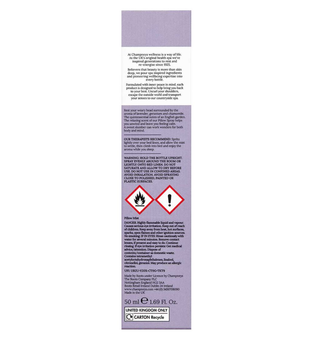 Champneys Health Spa Pillow Mist Slumber 50ml [Pack 1 2 3]
